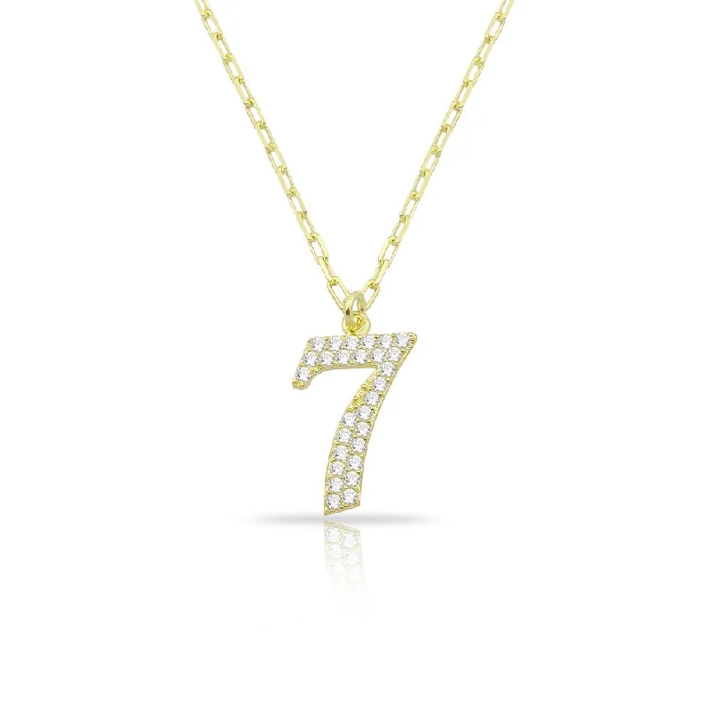 Women’s layered silver necklaces-Lucky Number Link Necklace