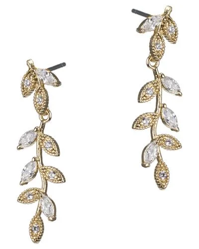 Women’s elegant earrings-Vine CZ Drop Earrings