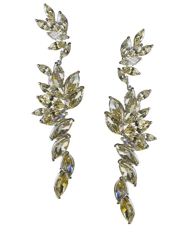 Women’s personalized earrings-Canary Cascading Marquise  Statement Earrings