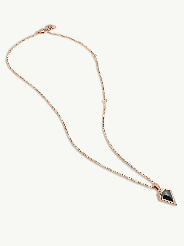 Women’s wedding day necklaces-Aphrodite Amulet Pendant Necklace With Black Diamond In 18K Rose Gold