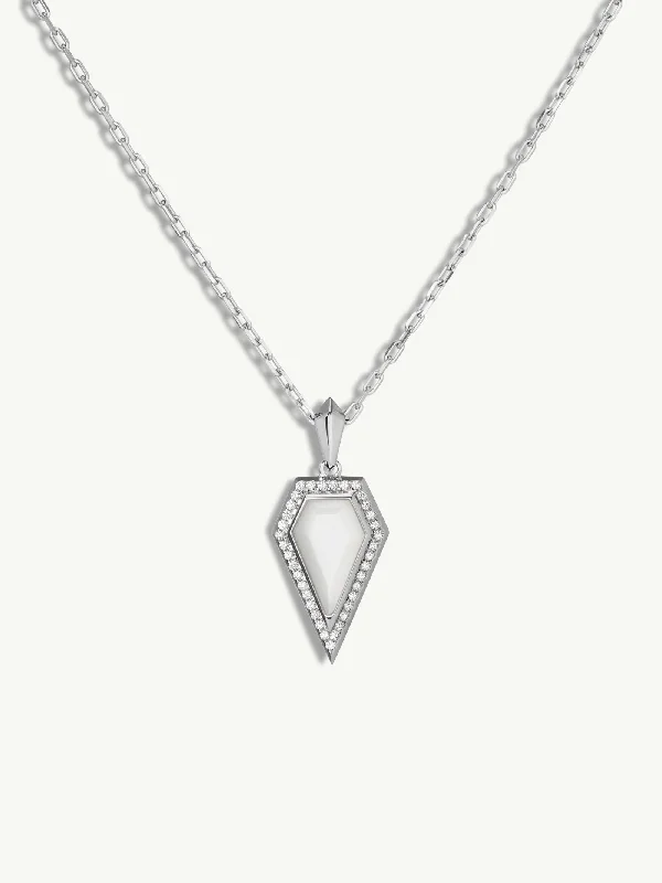 Women’s gothic necklaces-Aphrodite Amulet Pendant Necklace With Pavé Diamonds & Mother Of Pearl Gemstone In 18K White Gold