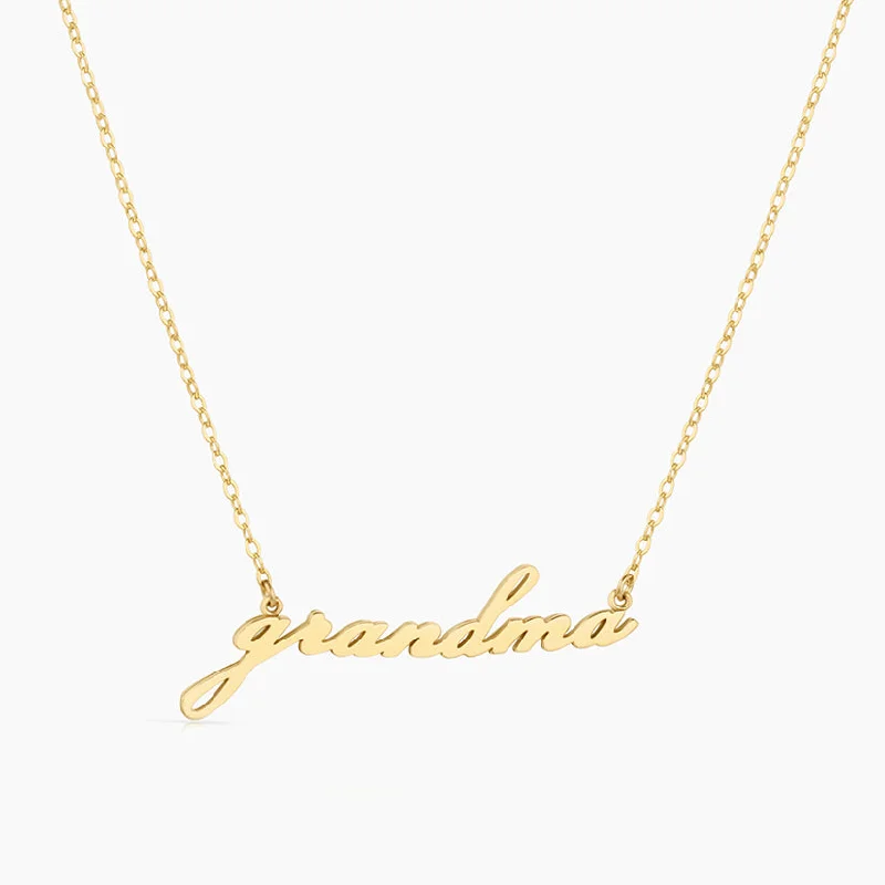 Women’s religious necklaces-14k Fine Grandma Script Necklace