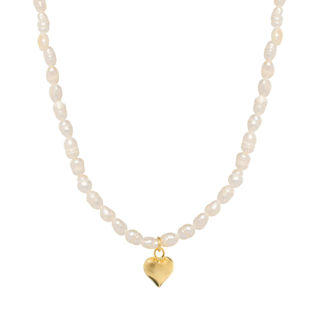 Women’s silver necklaces-Pearls Heart Necklace