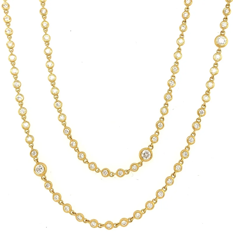 Women’s beaded necklaces-Long Diamond Bezel Rain Chain Necklace