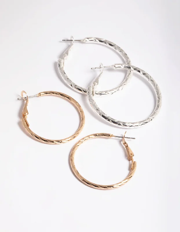 Women’s modern earrings-Simple Twist Hoop Earrings Pack