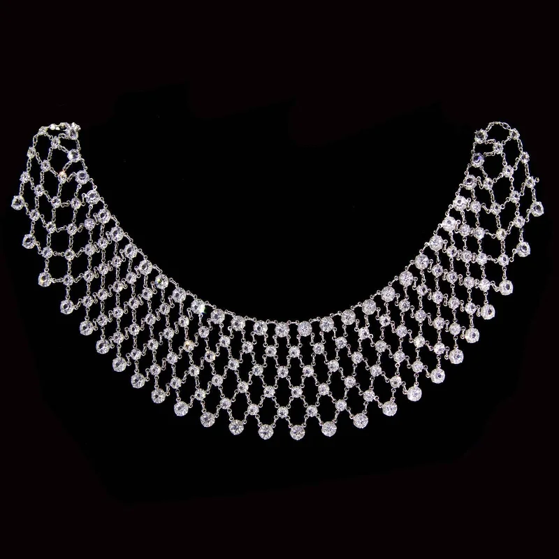 Women’s bar necklaces-1928 Jewelry Round Vintage Austrian Crystal Bib Necklace 14"