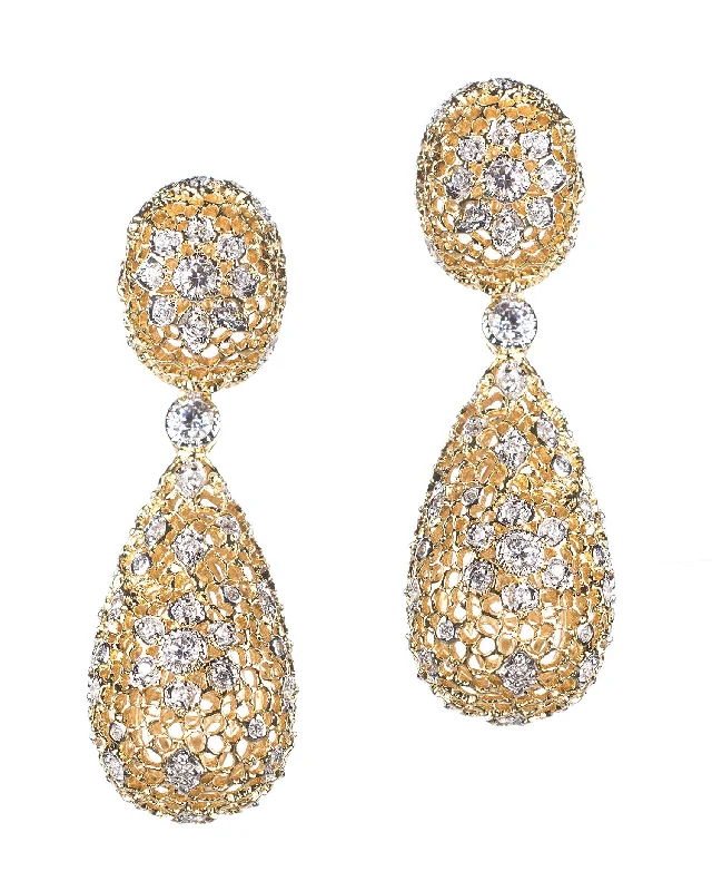 Women’s luxury diamond earrings-Filigree Drop Clip Earrings