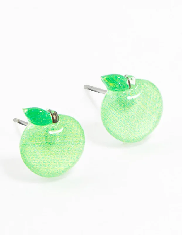 Women’s vintage-inspired earrings-Plastic Apple Stud Earrings