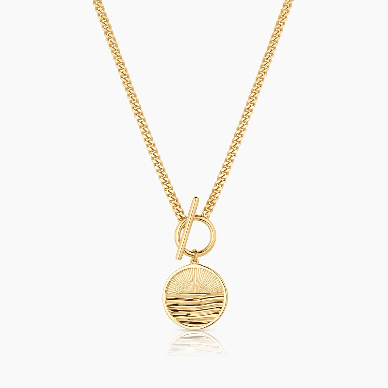 Women’s vintage gold necklaces-Solana Coin Toggle Necklace