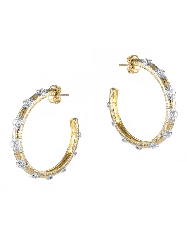 Women’s silver drop earrings-Large Sunburst Hoop Earrings