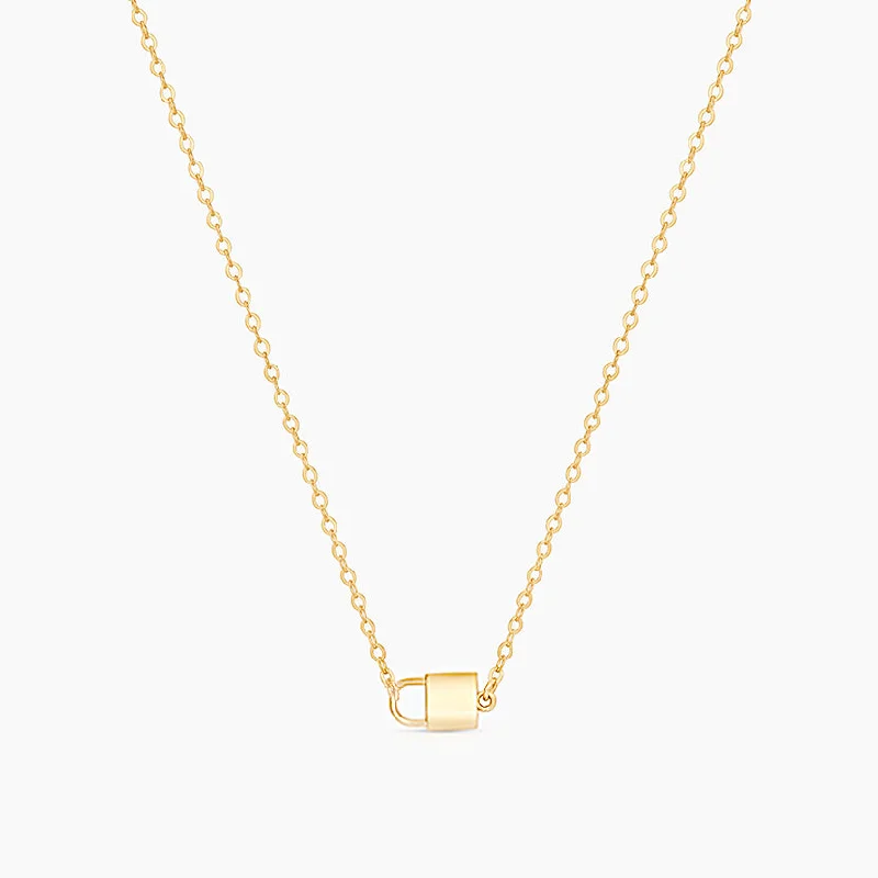 Women’s double chain necklaces-14k Fine Bella Lock Necklace