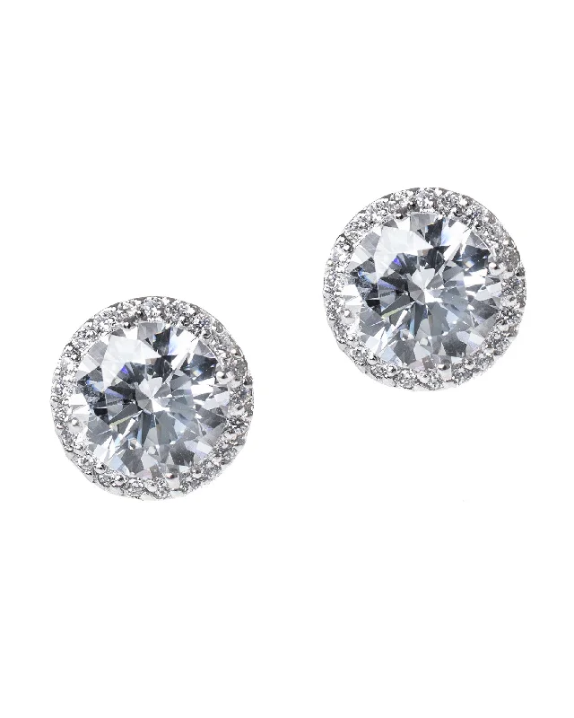 Women’s stud earrings-Petite Halo Stud Earrings