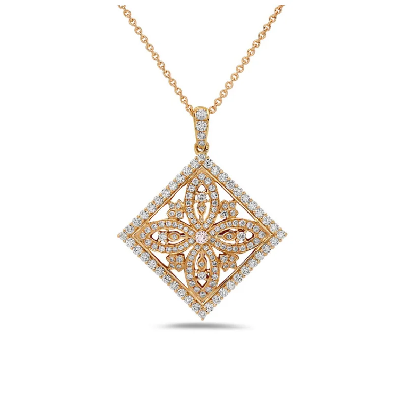 Women’s casual necklaces-Diamond Pave Angled Amulet Pendant