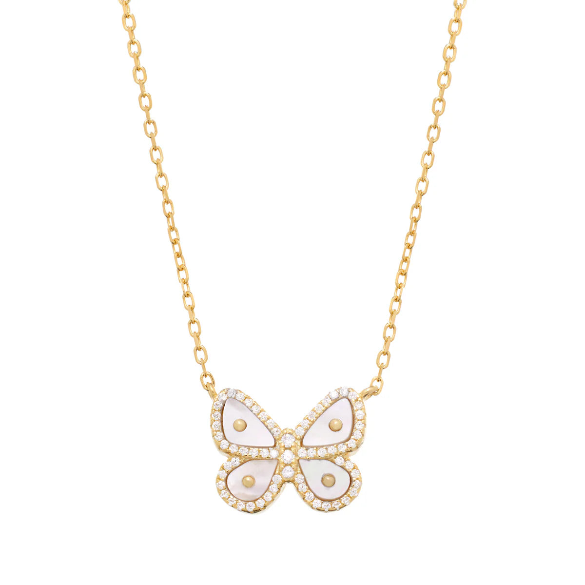 Women’s infinity necklaces-Pavé Pearl Butterfly Necklace