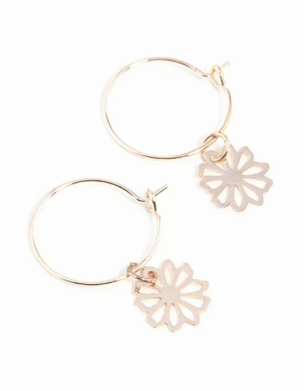 Women’s glamorous earrings-Rose Gold Dainty Petal Hoop Earrings