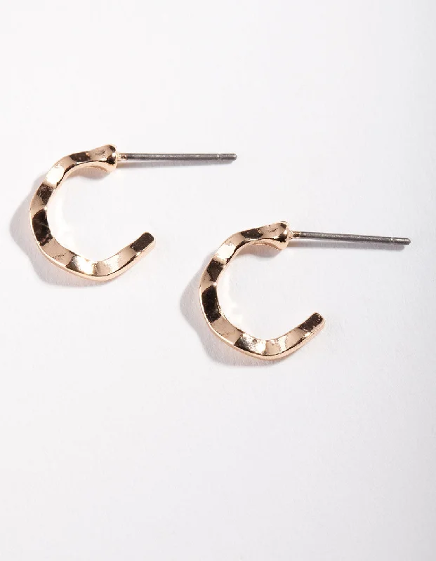 Women’s gold-plated earrings-Gold Squiggle Hoop Earrings