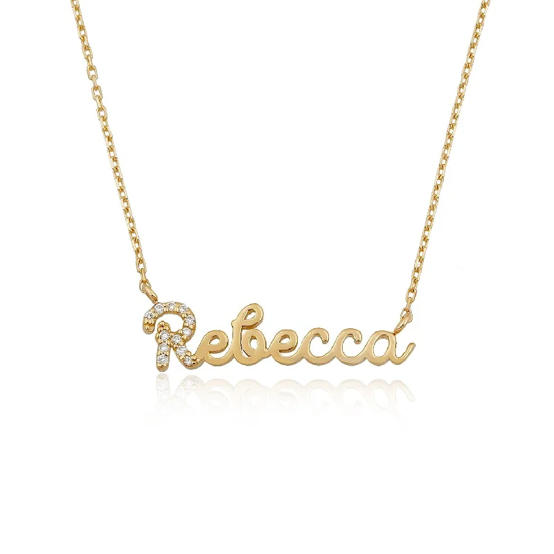 Women’s vintage necklaces-Diamond 14K Name Necklace