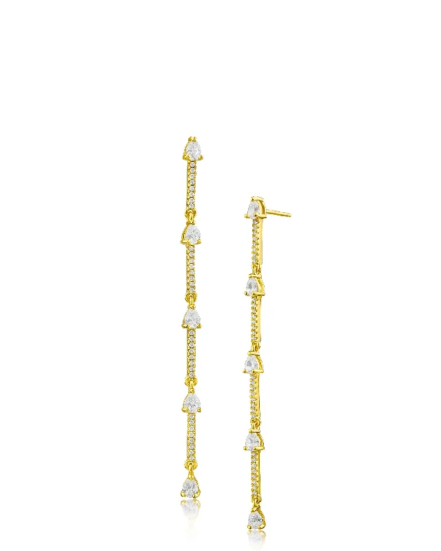 Women’s statement earrings-Pear and Pave CZ Drop Earrings