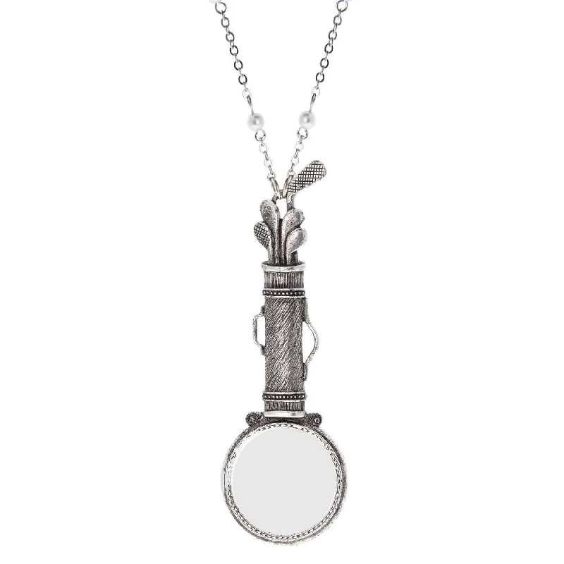 Women’s emerald necklaces-1928 Jewelry Golf Club Set Magnifying Glass Necklace 28" - Magnification Power: 1-2X