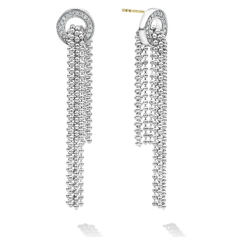 Women’s pearl drop earrings-Caviar Spark Cascading Caviar Diamond Earrings