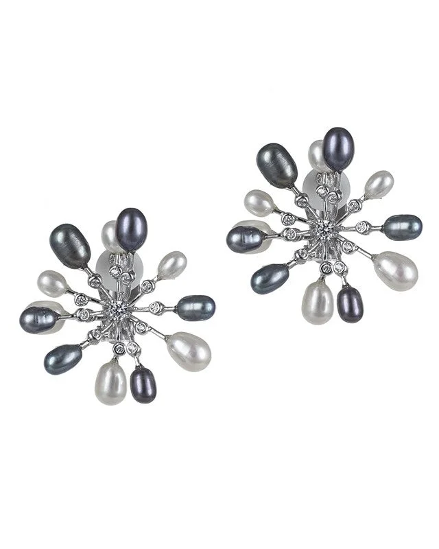 Women’s diamond earrings-Freshwater Pearl Fireworks Earrings