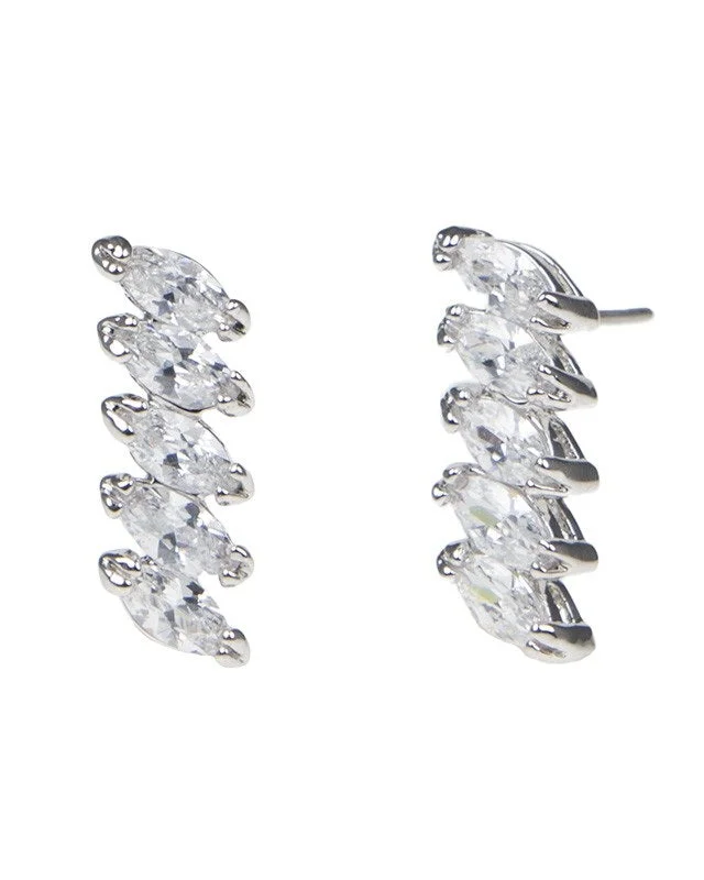 Women’s sapphire earrings-Marquise CZ Linear Earrings