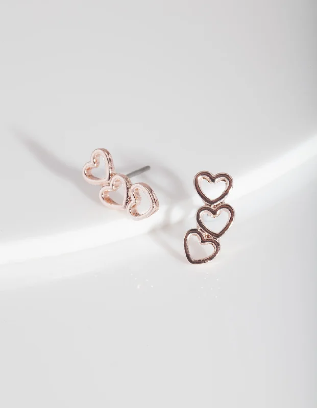 Women’s gemstone earrings-Rose Gold Heart Stud Earring