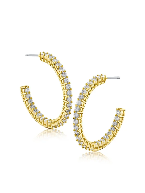 Women’s elegant earrings-Yellow Gold Inside Out Hoop Earrings