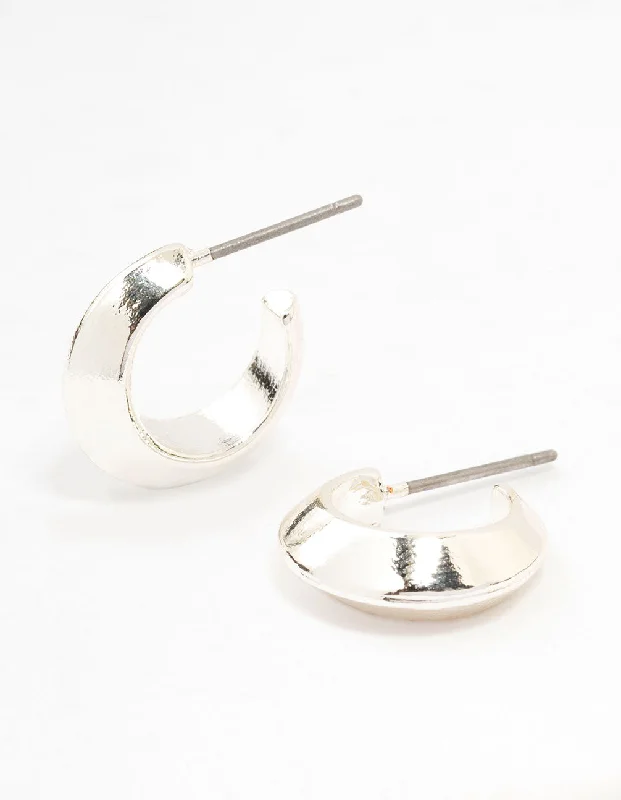 Women’s bridal hoop earrings-Silver Pointed Huggie Earrings