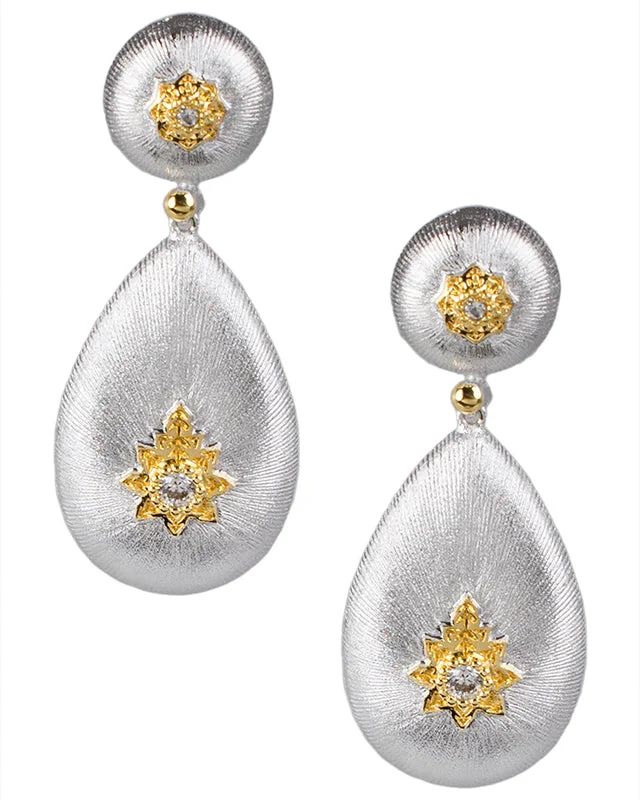 Women’s fashion-forward earrings-Starburst CZ Drop Earrings