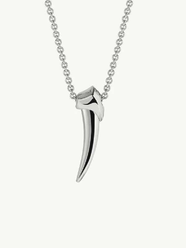 Women’s gemstone pendant necklaces-Damian Brevis Horn Talisman Pendant Necklace In 18K White Gold, 36mm