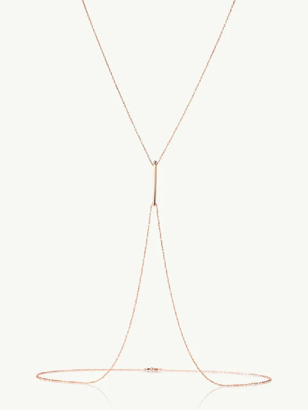 Women’s engraved necklaces-Aracelis Body Chain Necklace With Brilliant-Cut Round Diamond In 18K Rose Gold