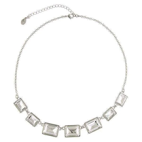 Women’s beaded necklaces-2028 Jewelry Crystal Rectangle Station Collar Necklace 16" + 3" Extender