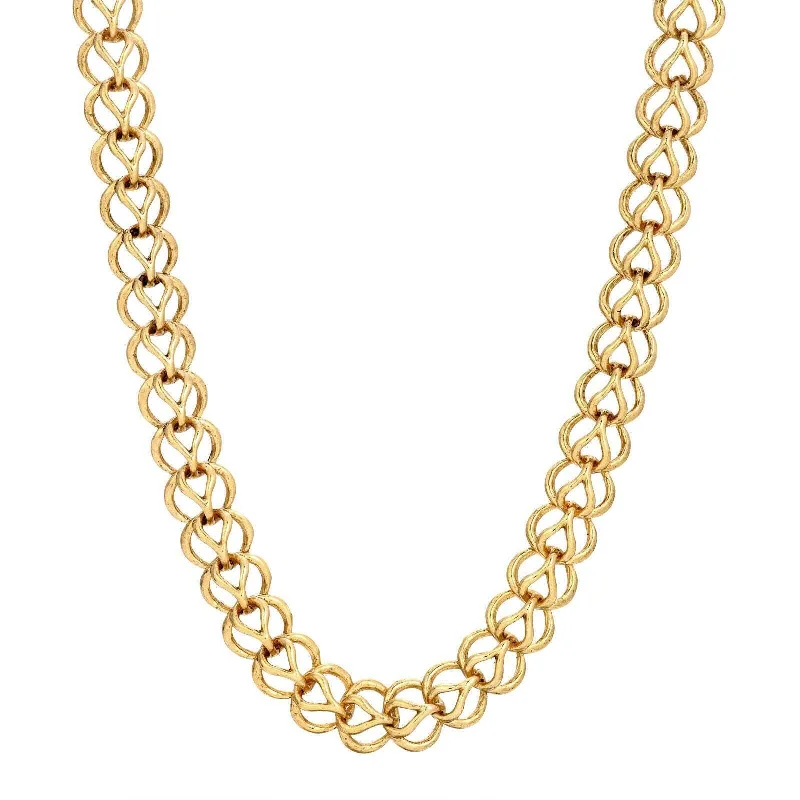 Women’s layered necklaces-1928 Jewelry Gold Hand Linked Chain Necklace 18"