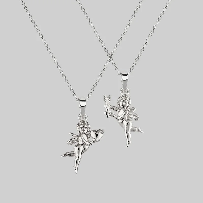 Women’s antique necklaces-Cupid & Psyche Lovers Layering Necklace - Silver