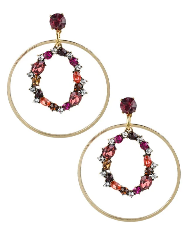 Women’s floral earrings-Double Circle Drop Earring