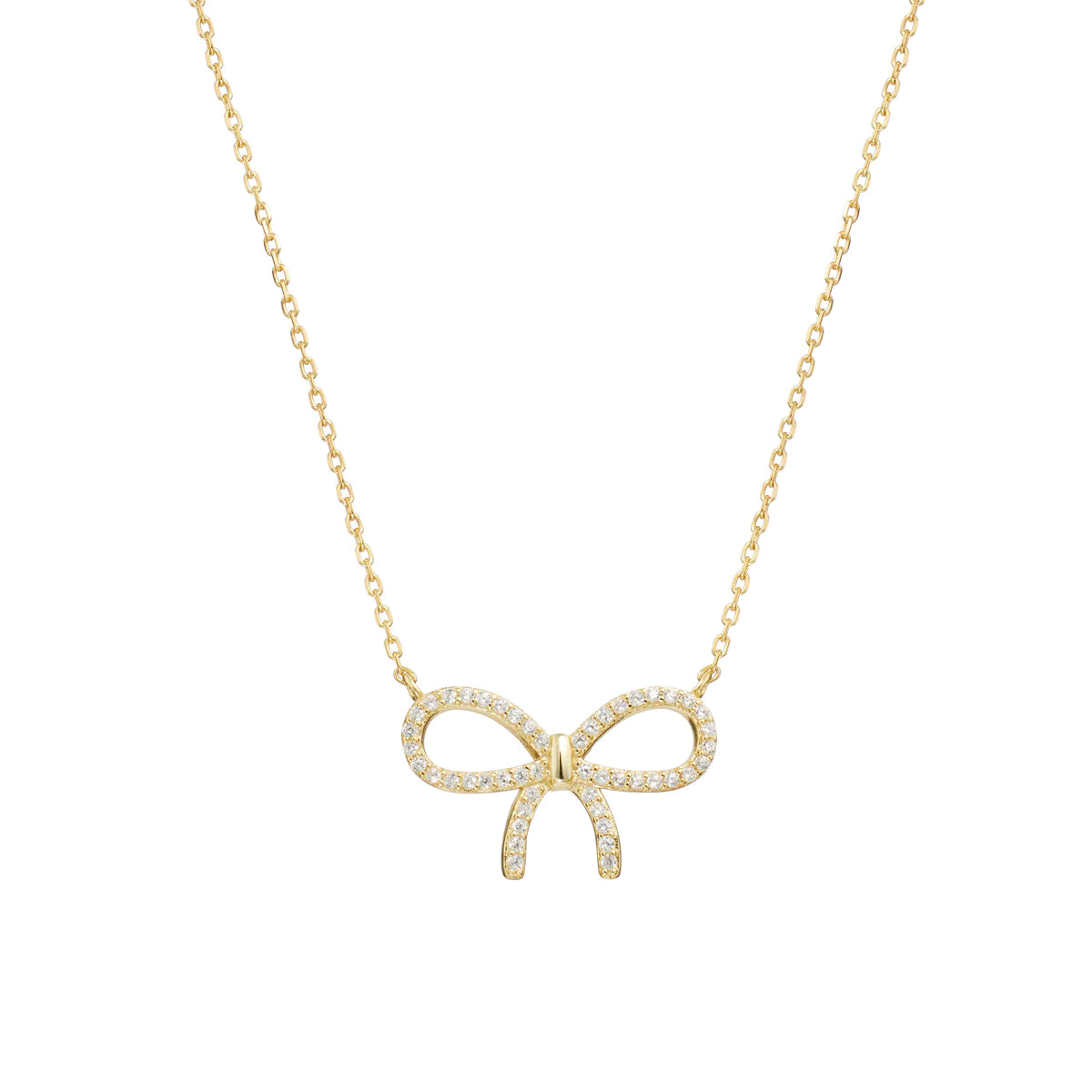 Women’s pearl and diamond necklaces-Pavé Bow Necklace