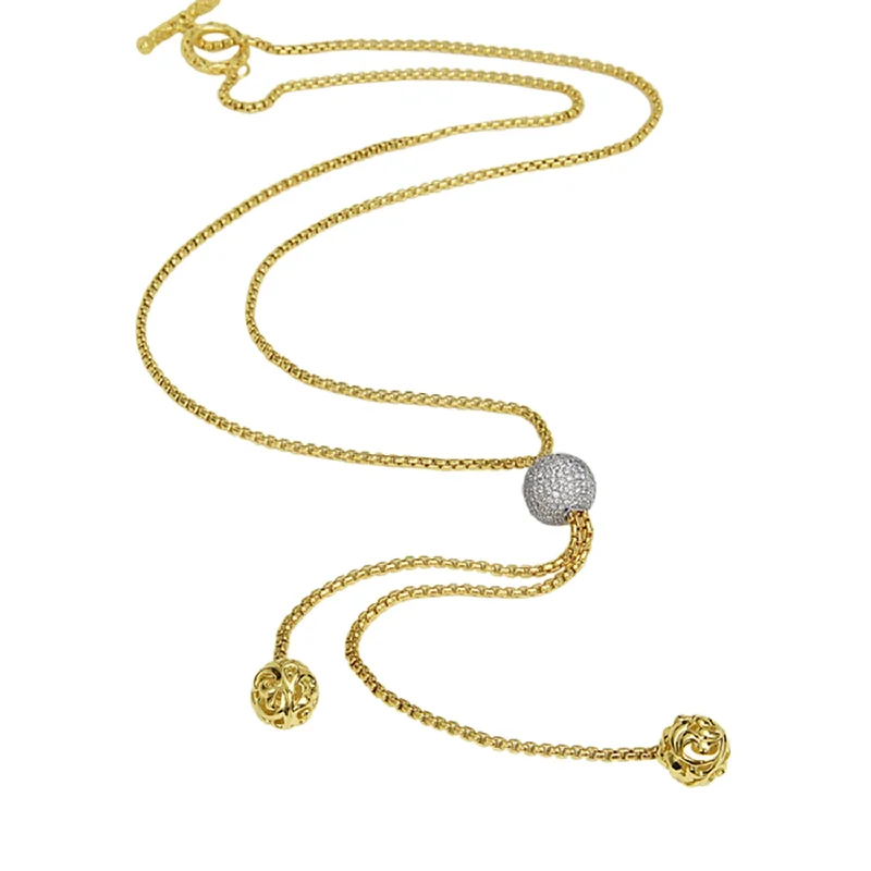 Women’s gold chain necklaces-Gold Ivy Diamond Bead Necklace