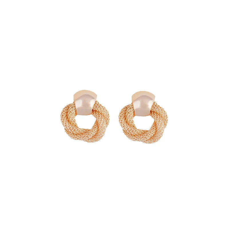 Women’s luxury earrings-Rose Gold Twisted Chain Circle Earrings