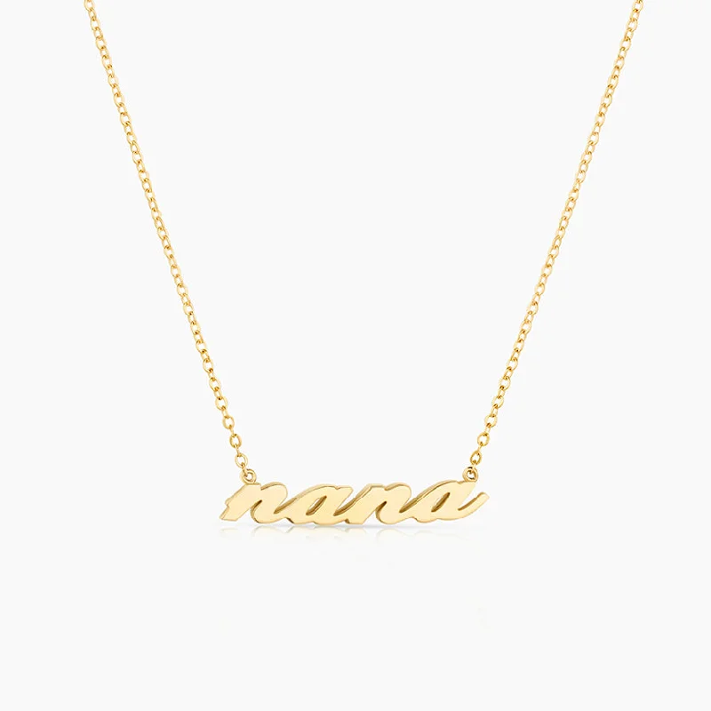 Women’s elegant necklaces-14k Fine Nana Script Necklace