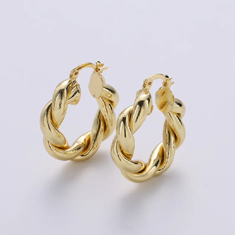 Women’s casual earrings-Gold Filled Twisted Hoop Earrings