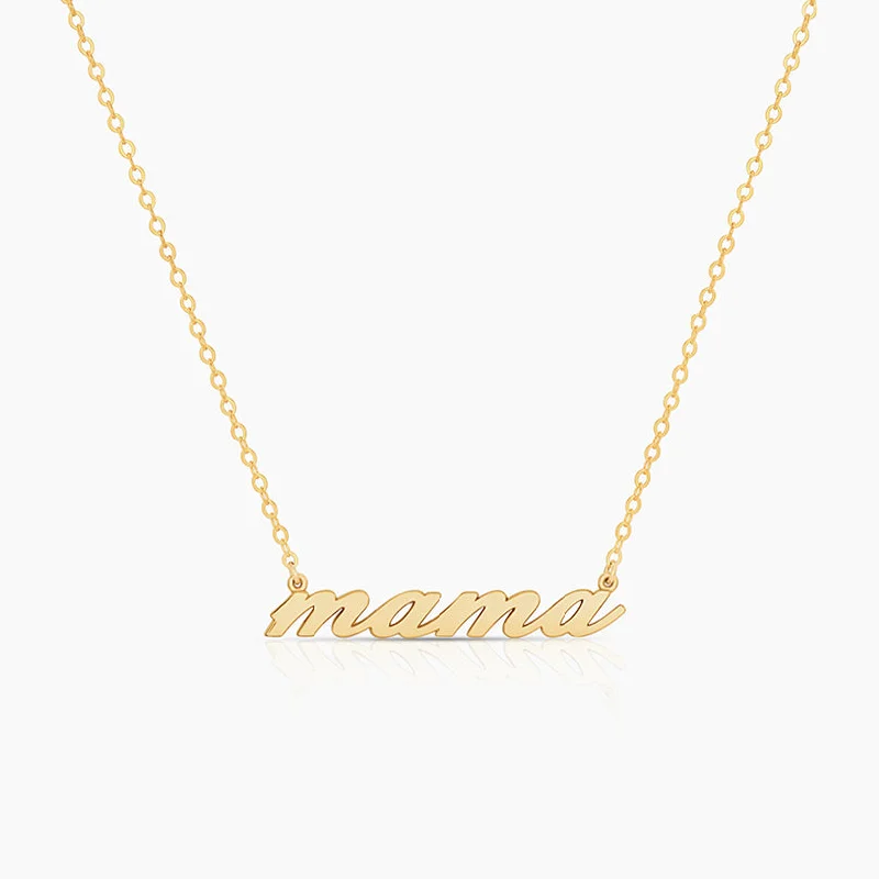 Women’s handmade necklaces-14k Fine Mama Script Necklace