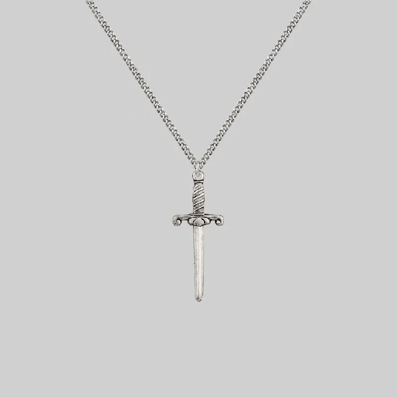 Women’s layered gold necklaces-TRUST. Dagger Necklace - Silver