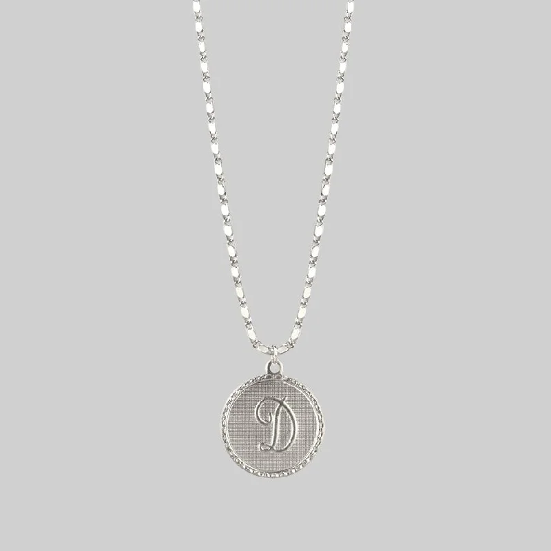 Women’s layered necklaces-Initial Medallion Silver Necklace (A - M)