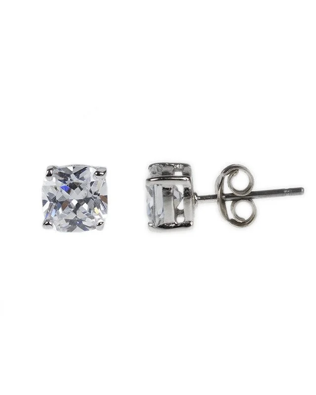 Women’s diamond drop earrings-Cushion Cut  CZ Stud Earrings