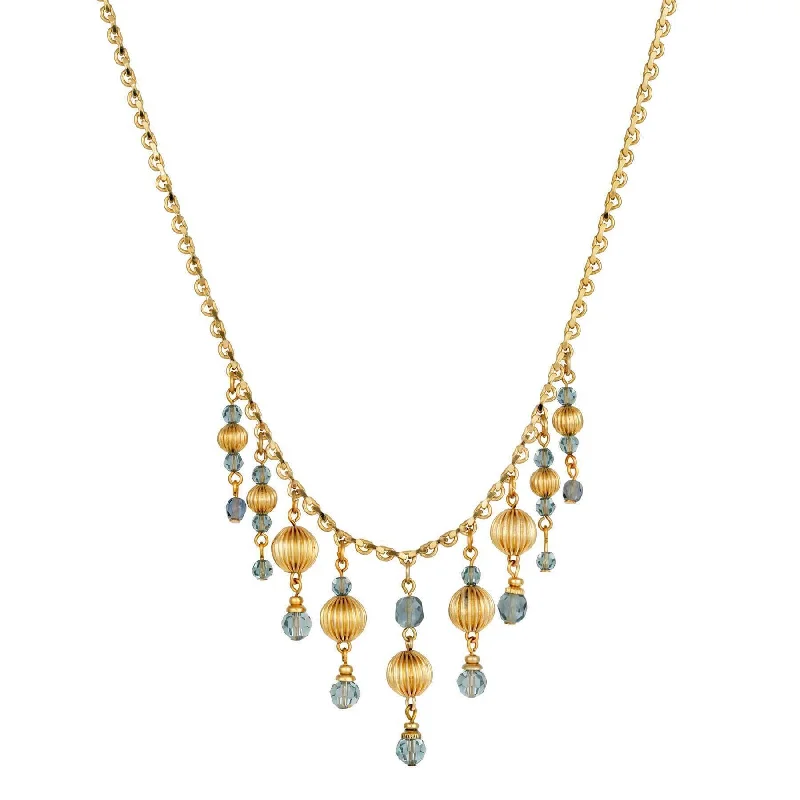 Women’s chunky gold necklaces-1928 Jewelry Montana Blue Multi Bead Drop Necklace 16" + 3" Extender