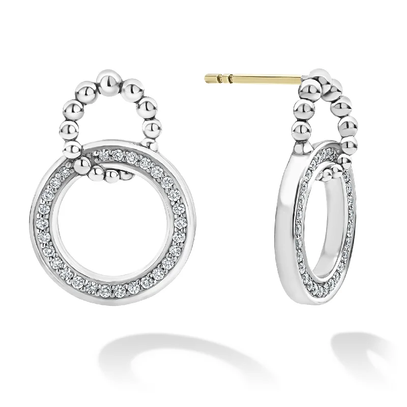 Women’s chunky earrings-Caviar Spark Double Circle Diamond Caviar Earrings