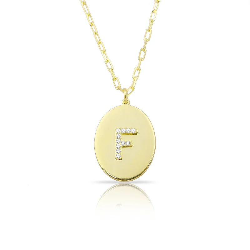 Women’s bar necklaces-Circle Initial Necklace