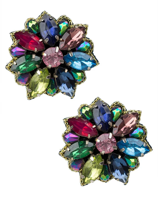 Women’s contemporary earrings-Colorful Crystal Ear