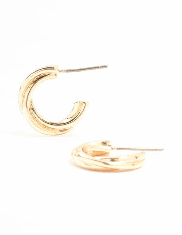 Women’s star earrings-Gold Chunky Twisted Huggie Earrings